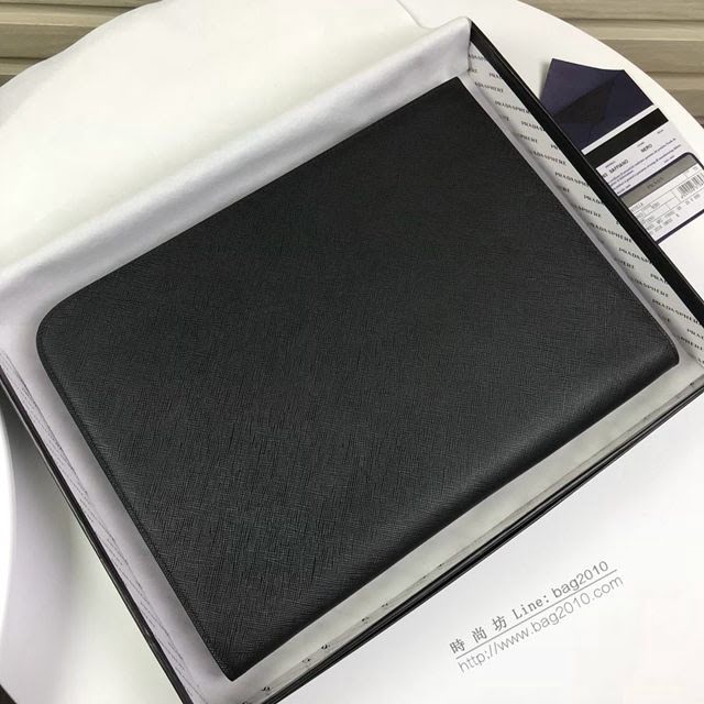 prada手包 普拉達2020最新款皮革手拿包 2VN003 Prada黑色男士手拿包  pyd2414